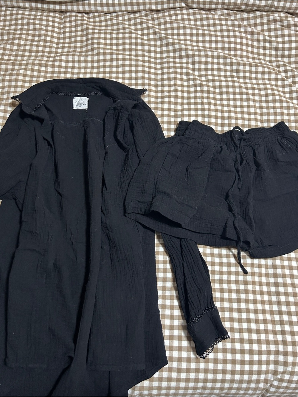Black Cotton Gauze Matching Set
